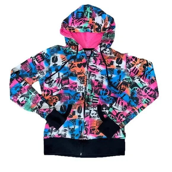 LA Kitty Womens Full Zip Graphic Hoodie Zip Sweatshirt Graphic Small - Picture 1 of 6